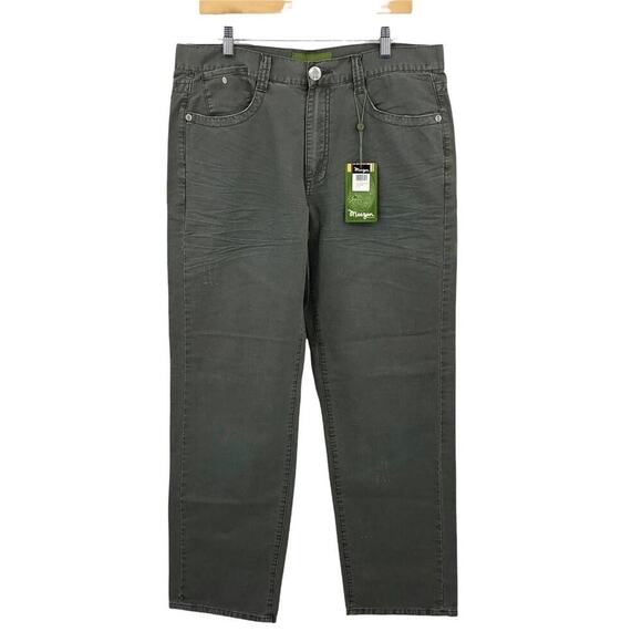 Meezan Men's Khaki Pants 36 Quarry Green Distressed Straight Leg Trousers NWT - Picture 1 of 8